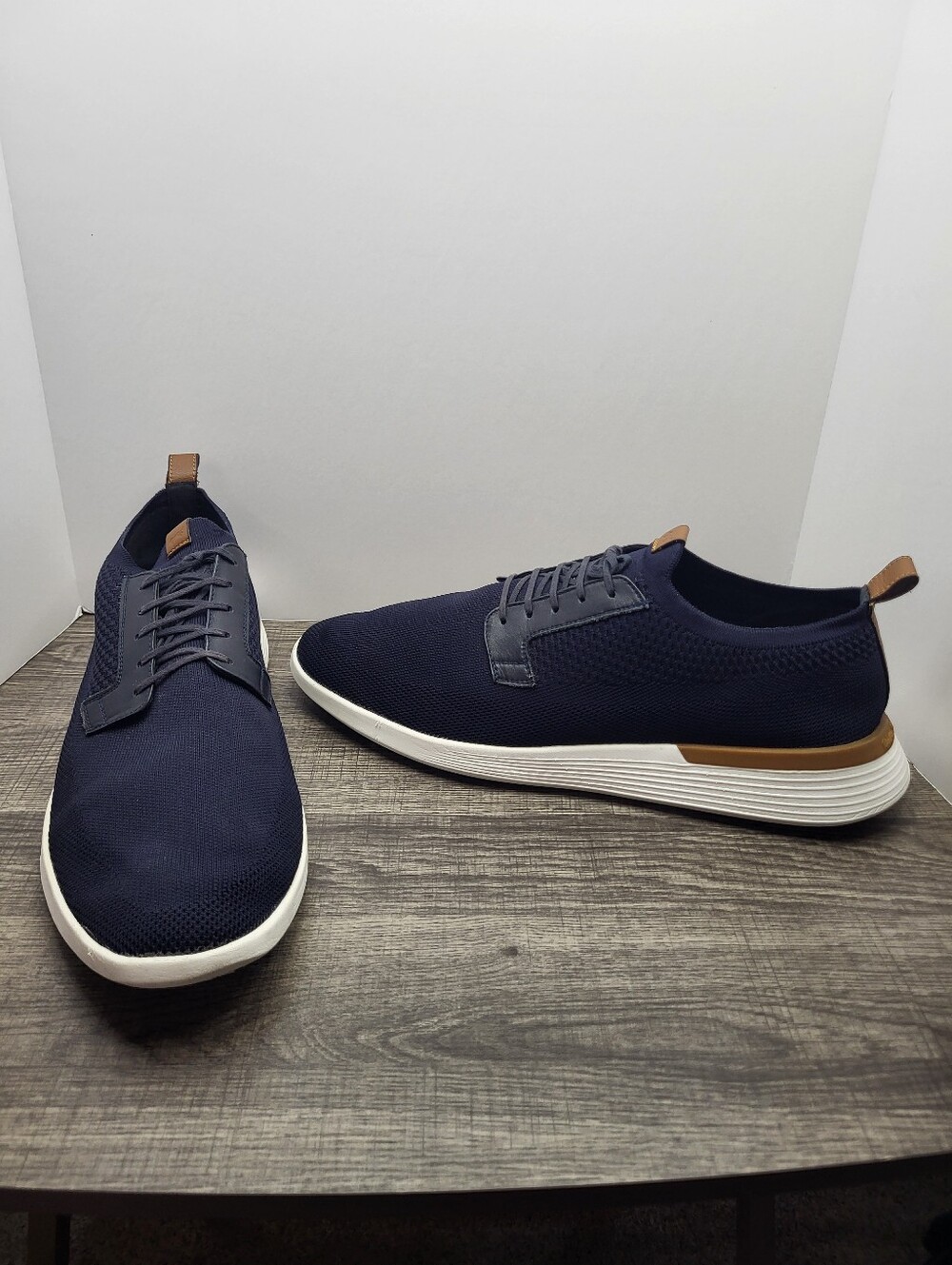 Wolf & Shepherd Swiftknit Derby Sneakers Blue Knit Lace Up Men 15 Casual Comfort